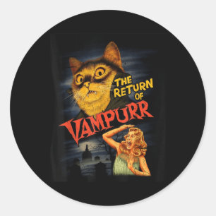 Cat Vampire Clic Horror Movie Funny Graphic Shirt Classic Round Sticker