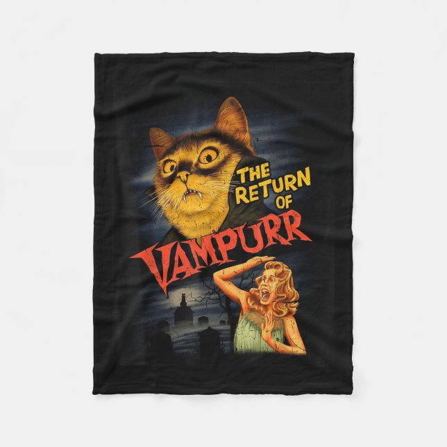Cat Vampire Clic Horror Movie Funny Graphic Shirt  Fleece Blanket (Front)
