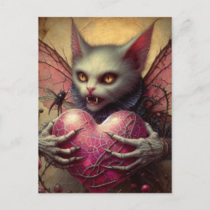 Cat Vampire Fairy Pink Heart Brambles Postcard