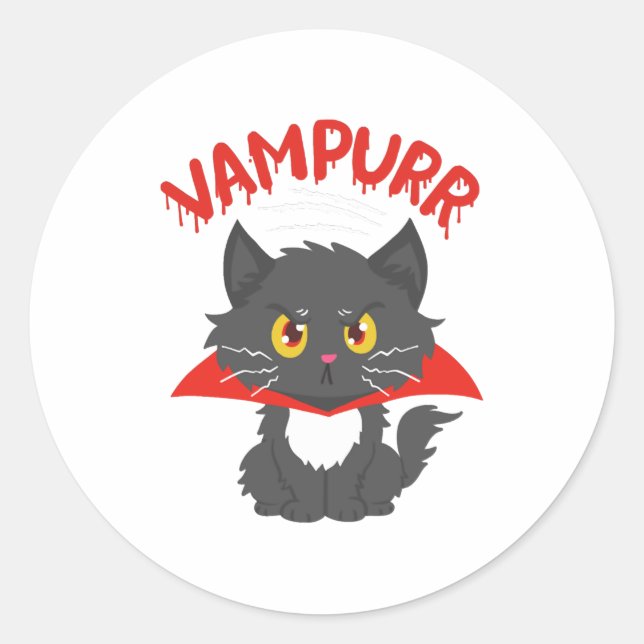 Cat Vampire Halloween Classic Round Sticker (Front)