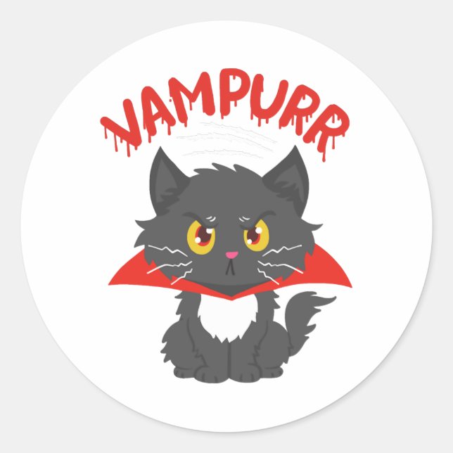 Cat Vampire Halloween Classic Round Sticker (Front)