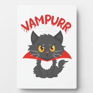 Cat Vampire Halloween Plaque