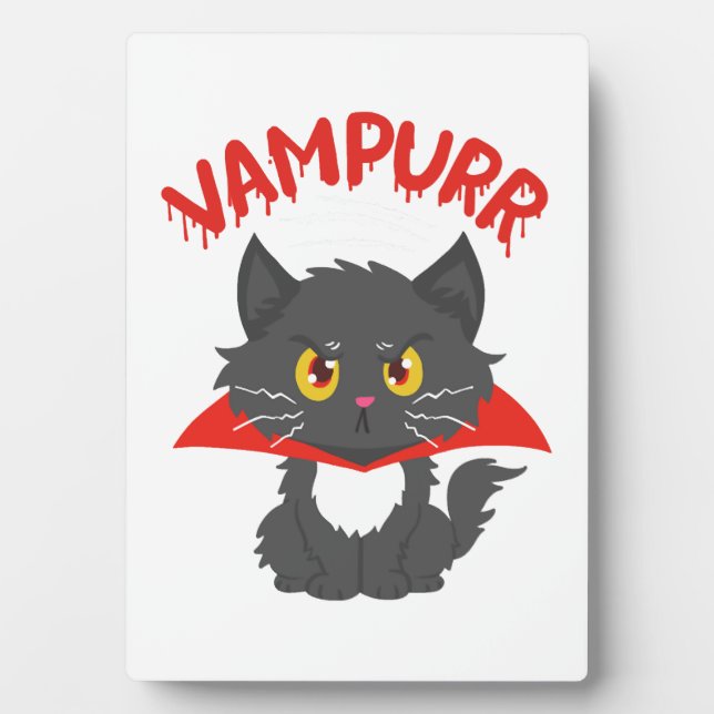 Cat Vampire Halloween Plaque (Front)