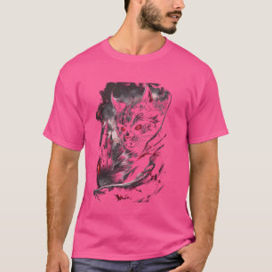 Cat Vampire with fangs and cloak in Shadow at Tran T-Shirt