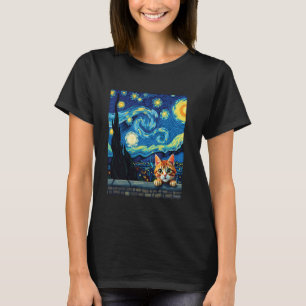 Cat Van Gogh Inspired Art Painting Lovers Graphic T-Shirt