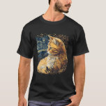 Cat Van Gogh Starry Night  T-Shirt<br><div class="desc">Cat Van Gogh Starry Night</div>