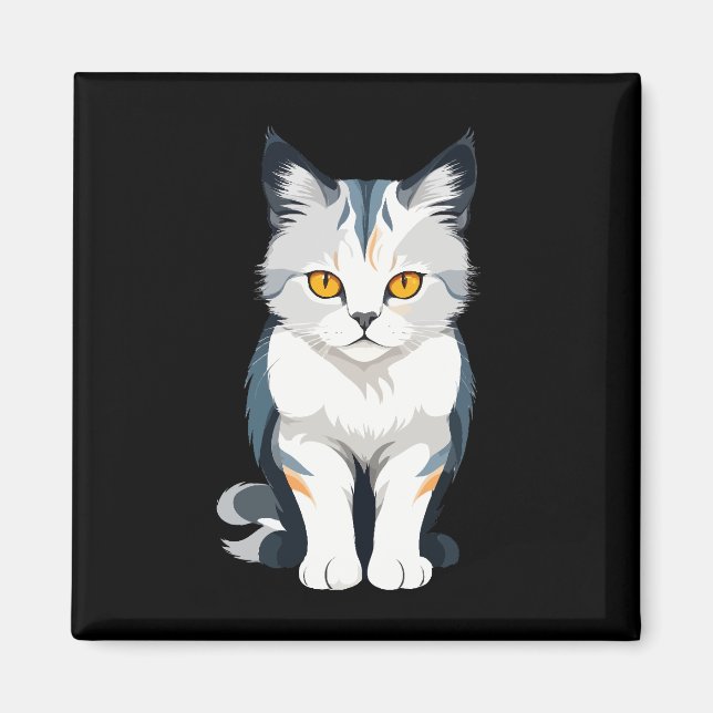 Cat Vector Art with Vibrant Colours Magnet (Front)