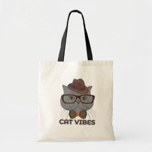 Cat Vibes – Cool Grey Cat Design Tote Bag