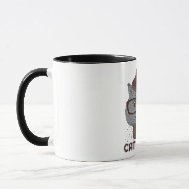 Cat Vibes – Cool Grey Cat  Mug (Left)