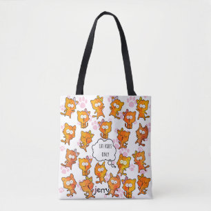 "Cat Vibes Only" Cute Design with Name Option Tote Bag