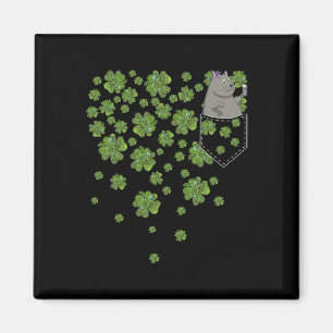 Cat Video Blogger In Pocket Green Clovers St Patri Magnet