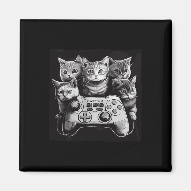 Cat Video Game Controller Squad  Magnet (Front)