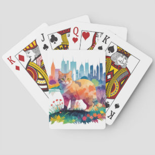 Cat Vintage Animal Nature Environment Art Painting Playing Cards