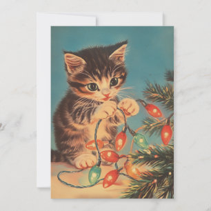 Cat vintage Christmas Holiday Card
