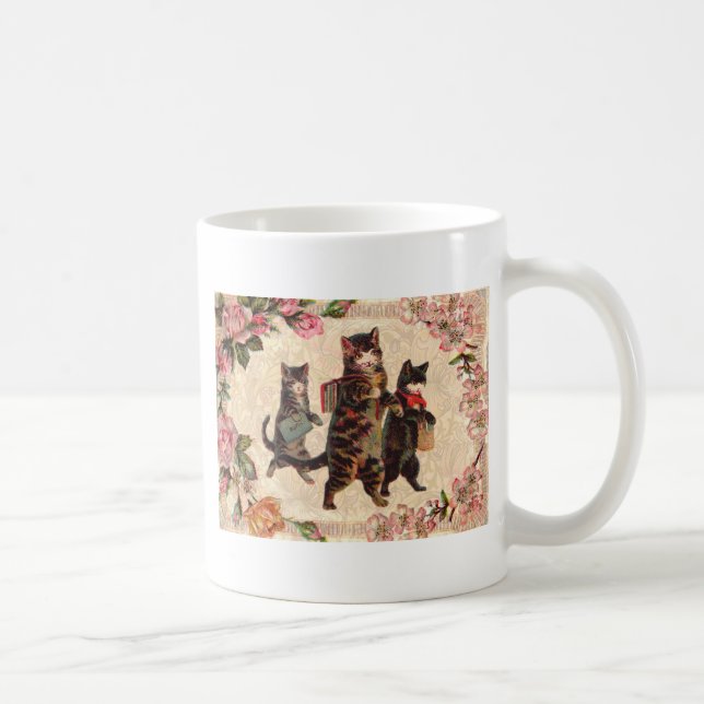 Cat Vintage Pretty Antique Kittens Coffee Mug (Right)