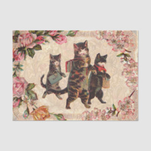 Cat Vintage Pretty Antique Kittens Tissue Paper