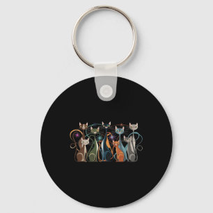 Cat Vintage Retro Mid-century Modern Look Cats 50s Key Ring