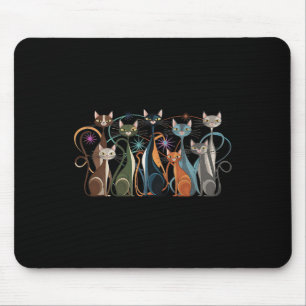 Cat Vintage Retro Mid-century Modern Look Cats 50s Mouse Mat