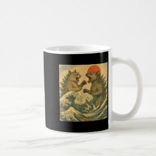 Cat Vs Dog Kaiju Monster Japanese Ukiyo-e Style Me Coffee Mug