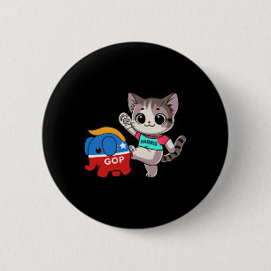 Cat Vs. Gop Elephant - Kamala Harris - Anti Trump 6 Cm Round Badge