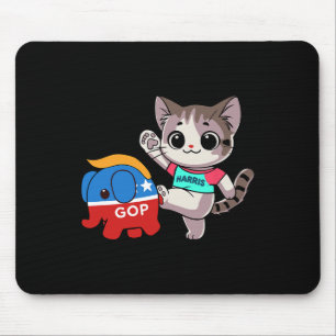 Cat Vs. Gop Elephant - Kamala Harris - Anti Trump Mouse Mat