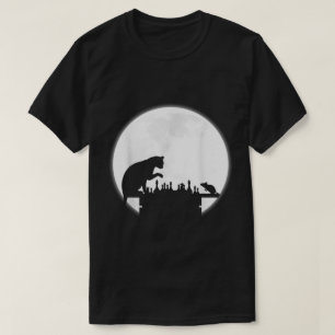 Cat vs Mouse Chess Moonlight Strategy Art T-Shirt