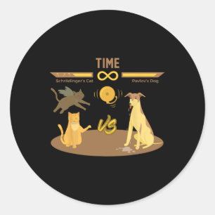 Cat Vs. Pavlovs Dog Funny Video Game  Classic Round Sticker