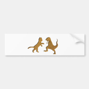 CAT VS T-REX VINTAGE TEXTURE BUMPER STICKER