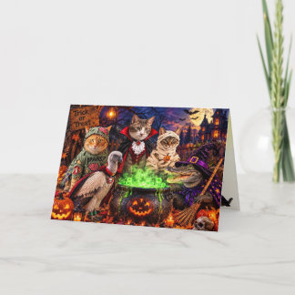 Cat, Vulture and Gator Halloween Party Folded Card