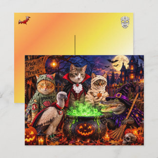 Cat, Vulture and Gator Halloween Party Holiday Postcard
