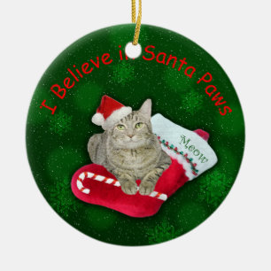 Cat Waiting for Santa Ceramic Tree Decoration