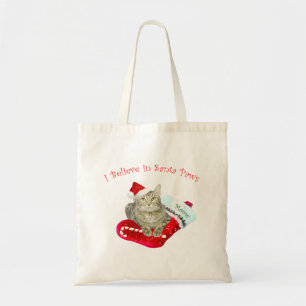 Cat Waiting for Santa Tote Bag