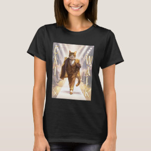 Cat-Walk - trendy cat illustration - cat on catwal T-Shirt