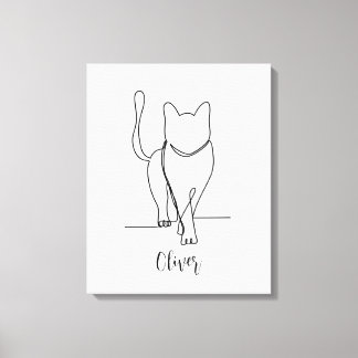 Cat Walking Drawing Print One Line Personalised
