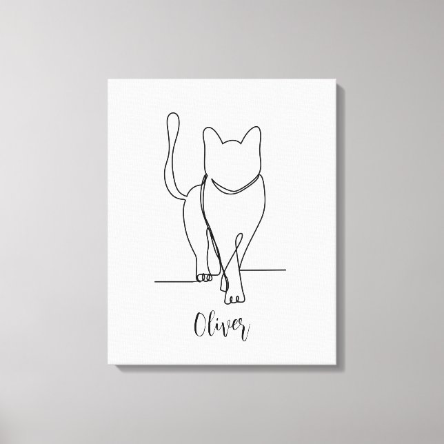 Cat Walking Drawing Print One Line Personalised (Front)