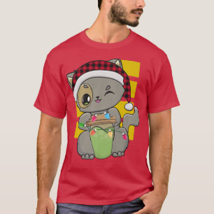 Cat Warabi Mochi Drink Anime Kawaii Neko Christmas T-Shirt