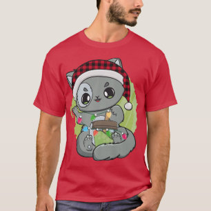 Cat Warabi Mochi Drink Anime Kawaii White Christma T-Shirt