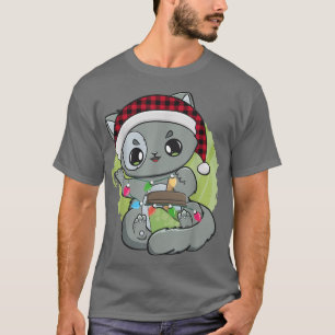Cat Warabi Mochi Drink Anime Kawaii White Christma T-Shirt