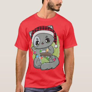 Cat Warabi Mochi Drink Anime Kawaii White Christma T-Shirt