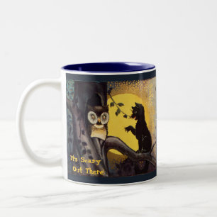 Cat Warning Owl Halloween Coffee Mug