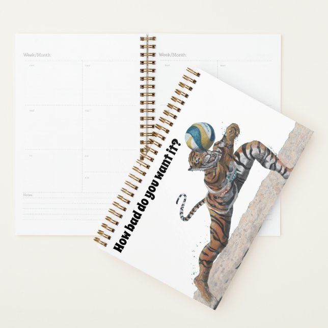 Cat Warrior Beach Volleyball Art Fantasy Planner (Display)