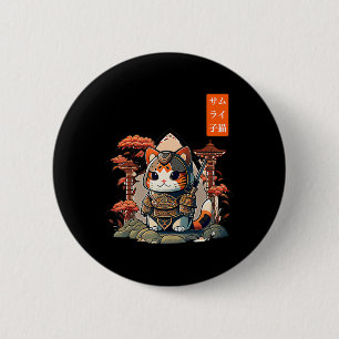 Cat Warrior Japanese Writing Anime Art for kawaii 6 Cm Round Badge