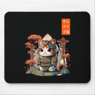 Cat Warrior Japanese Writing Anime Art for kawaii  Mouse Mat