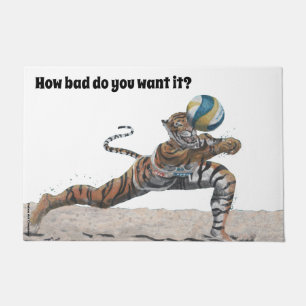 Cat Warrior Playing Beach Volleyball Doormat