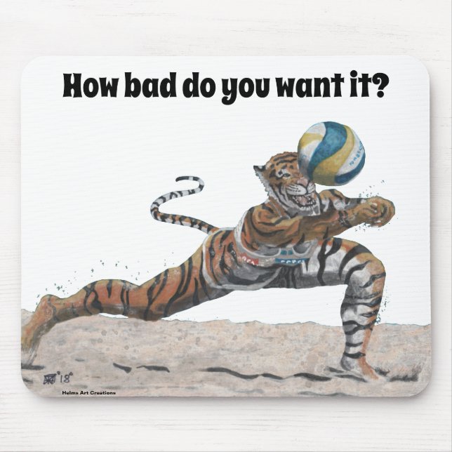 Cat Warrior Playing Beach Volleyball Mouse Pad (Front)