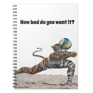 Cat Warrior Playing Volleyball Spiral Notebook