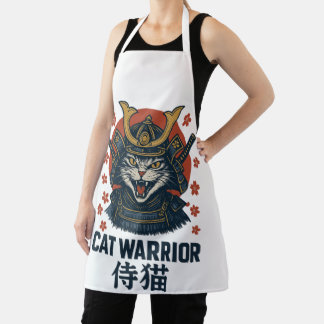 Cat Warrior Samurai – Fierce Japanese Cat in Armou Apron