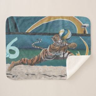 Cat Warrior Volleyball Fantasy Art Sherpa Blanket