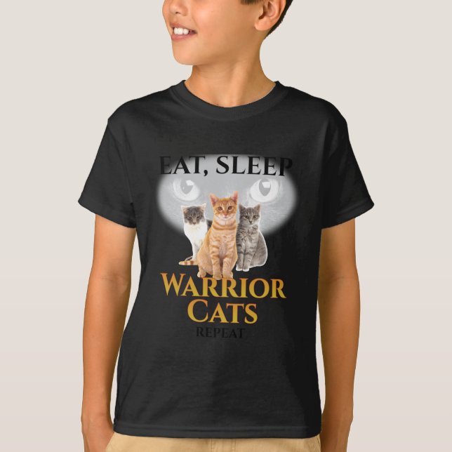 Cat Warriors _ Eat Sleep Cat Warrior Gift Long Sle T-Shirt (Front)