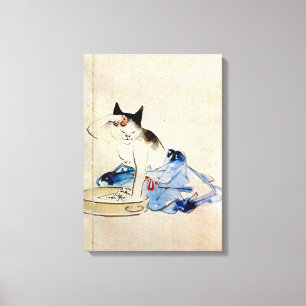 Cat wash her body, Utagawa Hiroshige Canvas Print